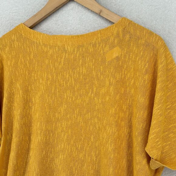 EILEEN FISHER Sweater PP Petite Linen Cotton Top Slub Dolman Sleeve Yellow - Picture 6 of 12